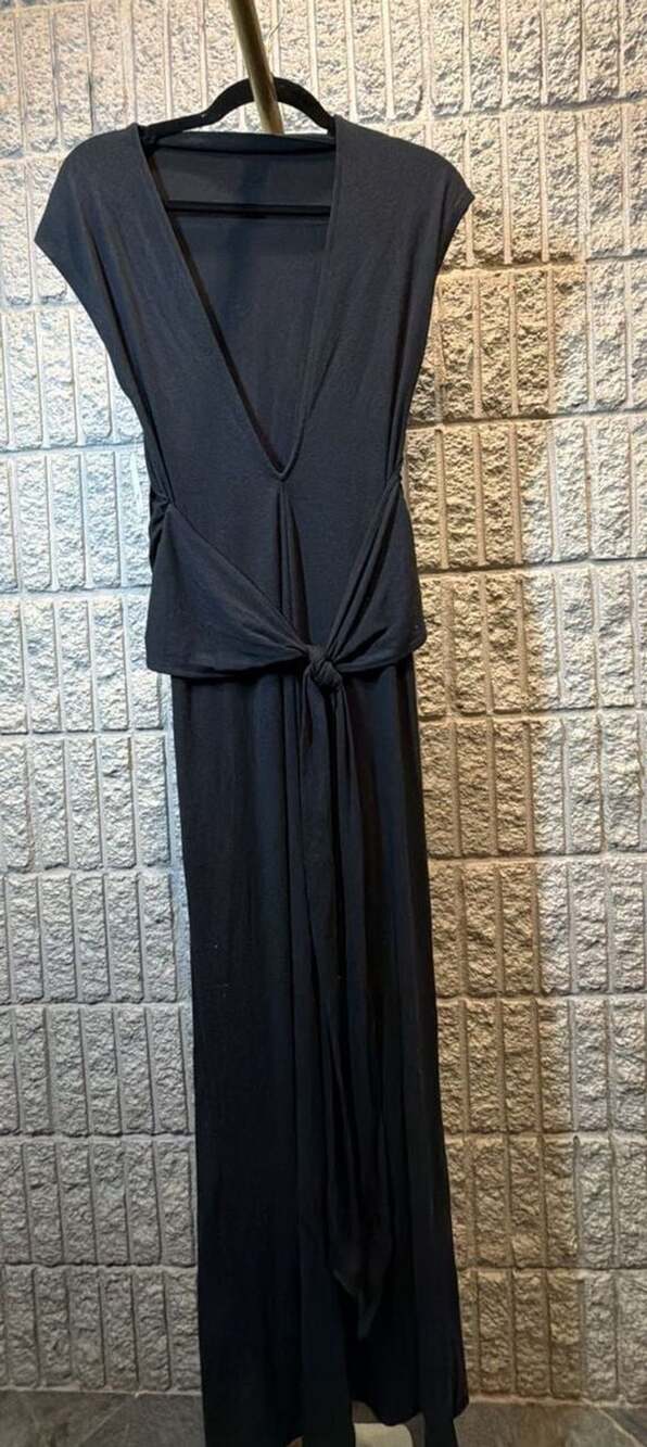 621 Free People Black Maxi Dress With Tie Waist